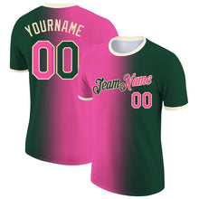 Laden Sie das Bild in den Galerie-Viewer, Custom Green Pink-Cream Gradient Fashion Performance T-Shirt