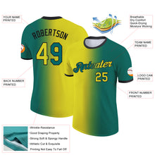 Load image into Gallery viewer, Custom Teal Neon Yellow-Black Gradient Fashion Performance T-Shirt