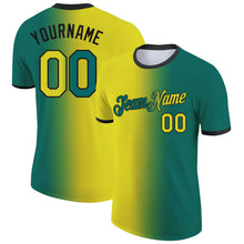 Load image into Gallery viewer, Custom Teal Neon Yellow-Black Gradient Fashion Performance T-Shirt