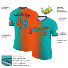 Load image into Gallery viewer, Custom Aqua Orange-Navy Gradient Fashion Performance T-Shirt