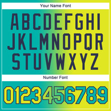 Load image into Gallery viewer, Custom Aqua Neon Yellow-Navy Gradient Fashion Performance T-Shirt