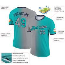 Load image into Gallery viewer, Custom Aqua Gray-Navy Gradient Fashion Performance T-Shirt