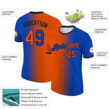 Load image into Gallery viewer, Custom Thunder Blue Orange-Black Gradient Fashion Performance T-Shirt