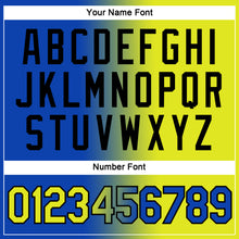 Load image into Gallery viewer, Custom Thunder Blue Neon Yellow-Black Gradient Fashion Performance T-Shirt