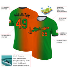 Load image into Gallery viewer, Custom Grass Green Orange-Black Gradient Fashion Performance T-Shirt