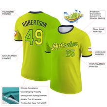 Load image into Gallery viewer, Custom Neon Yellow Neon Green-Navy Gradient Fashion Performance T-Shirt