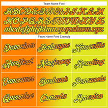 Load image into Gallery viewer, Custom Neon Yellow Bay Orange-Navy Gradient Fashion Performance T-Shirt