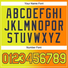 Load image into Gallery viewer, Custom Neon Yellow Bay Orange-Navy Gradient Fashion Performance T-Shirt