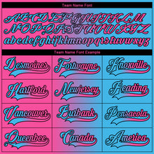 Load image into Gallery viewer, Custom Sky Blue Pink-Black Gradient Fashion Hockey Lace Neck Jersey