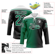 Charger l'image dans la galerie, Custom Black Kelly Green-White Gradient Fashion Hockey Lace Neck Jersey