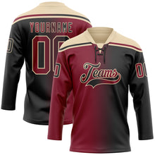 Charger l'image dans la galerie, Custom Black Crimson-City Cream Gradient Fashion Hockey Lace Neck Jersey
