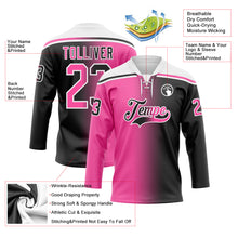 Charger l'image dans la galerie, Custom Black Pink-White Gradient Fashion Hockey Lace Neck Jersey