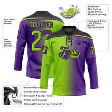 Load image into Gallery viewer, Custom Purple Neon Green-Black Gradient Fashion Hockey Lace Neck Jersey