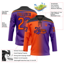 Load image into Gallery viewer, Custom Purple Orange-Black Gradient Fashion Hockey Lace Neck Jersey