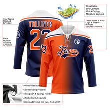 Charger l'image dans la galerie, Custom Navy Orange-White Gradient Fashion Hockey Lace Neck Jersey
