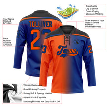 Load image into Gallery viewer, Custom Royal Orange-Black Gradient Fashion Hockey Lace Neck Jersey