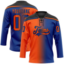 Load image into Gallery viewer, Custom Royal Orange-Black Gradient Fashion Hockey Lace Neck Jersey