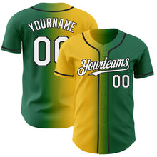 Charger l'image dans la galerie, Custom Kelly Green White Yellow-Black Authentic Gradient Fashion Baseball Jersey