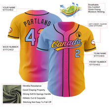 Charger l'image dans la galerie, Custom Gold Light Blue Pink-Black Authentic Gradient Fashion Baseball Jersey
