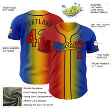 Load image into Gallery viewer, Custom Thunder Blue Red Yellow-Black Authentic Gradient Fashion Baseball Jersey