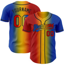 Load image into Gallery viewer, Custom Thunder Blue Red Yellow-Black Authentic Gradient Fashion Baseball Jersey
