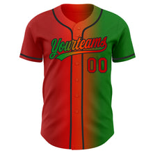 Laden Sie das Bild in den Galerie-Viewer, Custom Grass Green Red Orange-Black Authentic Gradient Fashion Baseball Jersey