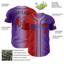 Load image into Gallery viewer, Custom Purple Red Light Purple-Black Authentic Gradient Fashion Baseball Jersey