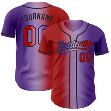 Load image into Gallery viewer, Custom Purple Red Light Purple-Black Authentic Gradient Fashion Baseball Jersey