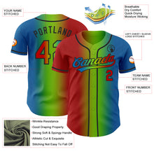 Laden Sie das Bild in den Galerie-Viewer, Custom Blue Red Neon Green-Black Authentic Gradient Fashion Baseball Jersey