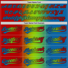 Laden Sie das Bild in den Galerie-Viewer, Custom Blue Red Neon Green-Black Authentic Gradient Fashion Baseball Jersey