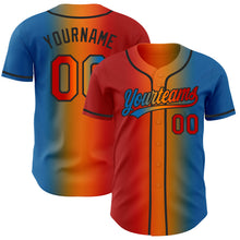 Laden Sie das Bild in den Galerie-Viewer, Custom Blue Red Bay Orange-Black Authentic Gradient Fashion Baseball Jersey