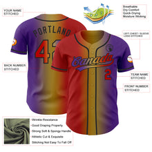 Laden Sie das Bild in den Galerie-Viewer, Custom Purple Red Old Gold-Black Authentic Gradient Fashion Baseball Jersey