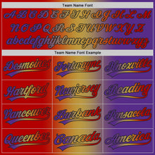 Laden Sie das Bild in den Galerie-Viewer, Custom Purple Red Old Gold-Black Authentic Gradient Fashion Baseball Jersey
