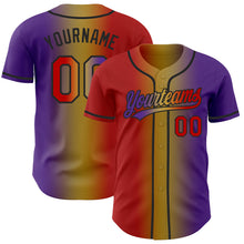 Laden Sie das Bild in den Galerie-Viewer, Custom Purple Red Old Gold-Black Authentic Gradient Fashion Baseball Jersey