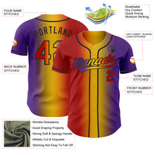 Charger l'image dans la galerie, Custom Purple Red Yellow-Black Authentic Gradient Fashion Baseball Jersey