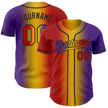 Charger l'image dans la galerie, Custom Purple Red Yellow-Black Authentic Gradient Fashion Baseball Jersey