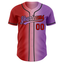 Загрузить изображение в средство просмотра галереи, Custom Medium Purple Red Light Pink-Black Authentic Gradient Fashion Baseball Jersey