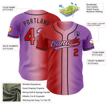 Загрузить изображение в средство просмотра галереи, Custom Medium Purple Red Light Pink-Black Authentic Gradient Fashion Baseball Jersey