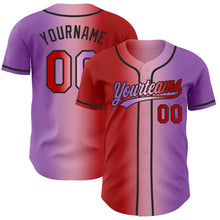 Загрузить изображение в средство просмотра галереи, Custom Medium Purple Red Light Pink-Black Authentic Gradient Fashion Baseball Jersey