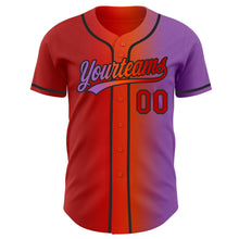 Load image into Gallery viewer, Custom Medium Purple Red Orange-Black Authentic Gradient Fashion Baseball Jersey