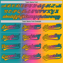 Load image into Gallery viewer, Custom Gold Teal Pink-Black Authentic Gradient Fashion Baseball Jersey