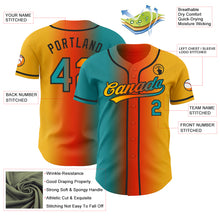 Load image into Gallery viewer, Custom Gold Teal Orange-Black Authentic Gradient Fashion Baseball Jersey