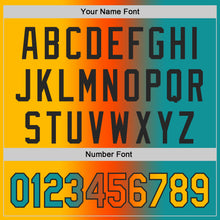 Load image into Gallery viewer, Custom Gold Teal Orange-Black Authentic Gradient Fashion Baseball Jersey