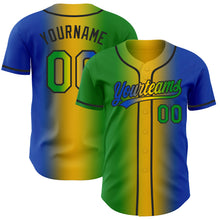 Laden Sie das Bild in den Galerie-Viewer, Custom Thunder Blue Grass Green Yellow-Black Authentic Gradient Fashion Baseball Jersey