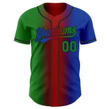 Load image into Gallery viewer, Custom Thunder Blue Grass Green Red-Black Authentic Gradient Fashion Baseball Jersey