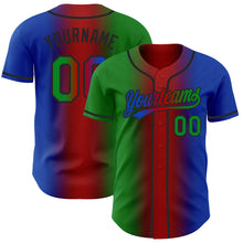 Load image into Gallery viewer, Custom Thunder Blue Grass Green Red-Black Authentic Gradient Fashion Baseball Jersey