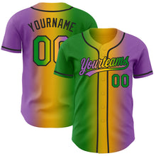 Load image into Gallery viewer, Custom Medium Purple Grass Green Yellow-Black Authentic Gradient Fashion Baseball Jersey