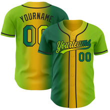 Laden Sie das Bild in den Galerie-Viewer, Custom Neon Green Kelly Green Yellow-Black Authentic Gradient Fashion Baseball Jersey