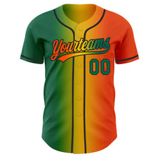 Load image into Gallery viewer, Custom Orange Kelly Green Yellow-Black Authentic Gradient Fashion Baseball Jersey