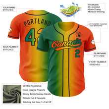 Load image into Gallery viewer, Custom Orange Kelly Green Yellow-Black Authentic Gradient Fashion Baseball Jersey
